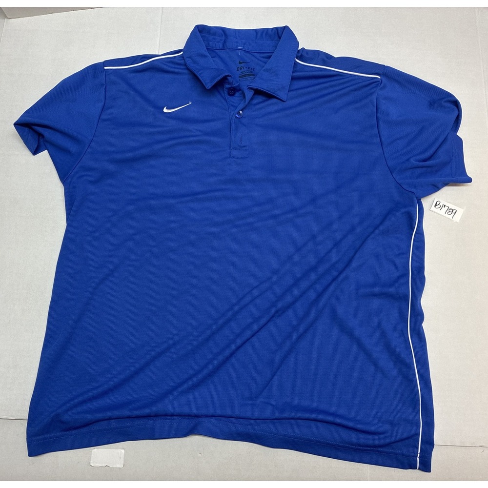 Nike Mens Dri-FIT Polo Shirt XL Royal Blue Short Sleeve Athletic Golf